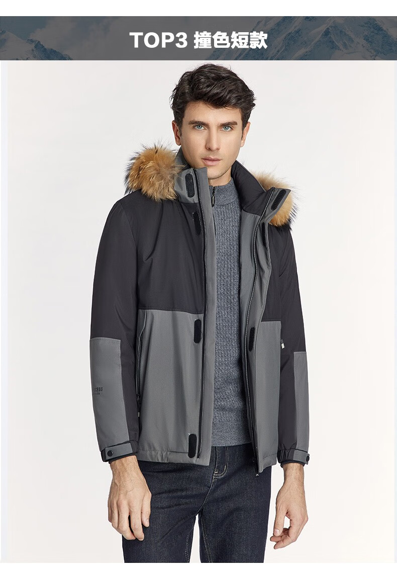 兽王派克服男皮草大衣男士可拆卸兔毛内胆中长款貉子毛领外套秋冬加绒