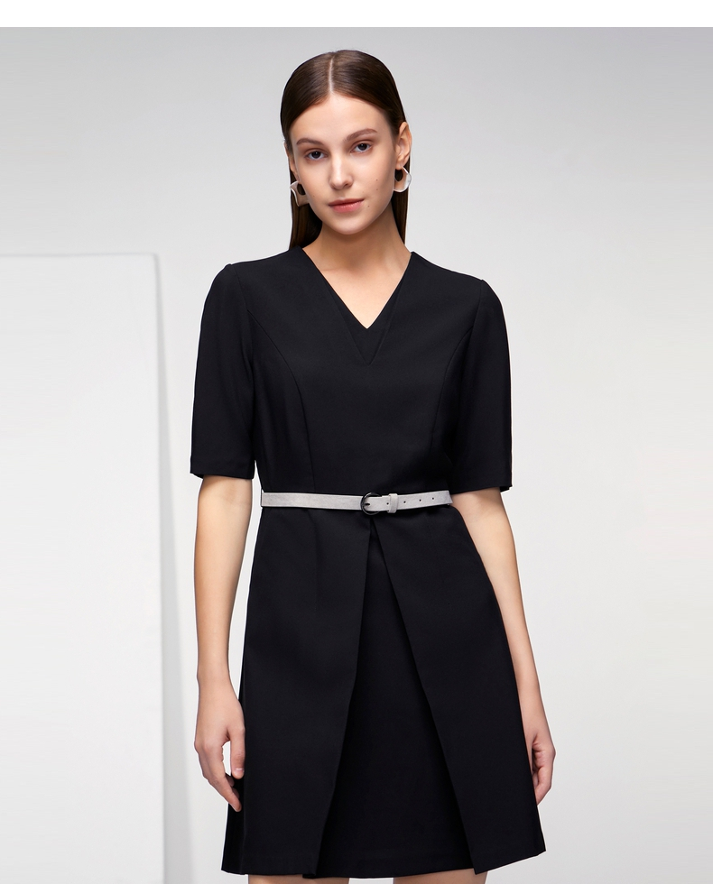 g2000职场ol女装连衣裙季新款商务宴会双层v领气质休闲一步裙00762016