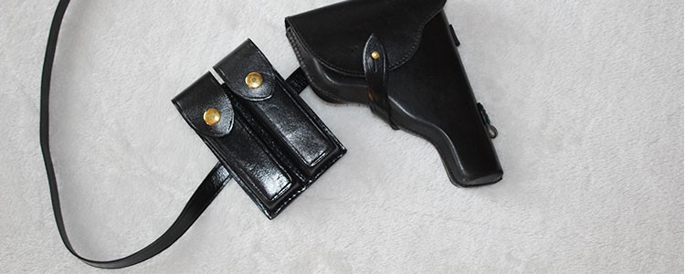 8毫米9mm54式枪套牛皮棕色黑色单肩斜背枪套弹夹套晋范 92式9mm棕色