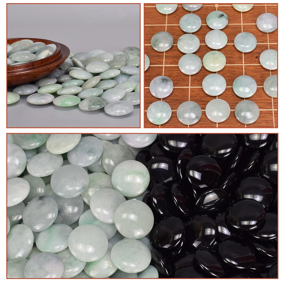 御圣翡翠围棋子配玛瑙围棋子天然石高档玉石围棋棋子361颗 6号翡翠