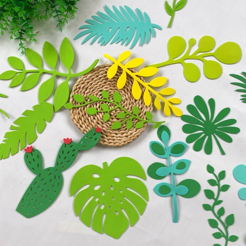 幼儿园小学教室墙面环境布置黑板报主题墙装饰eva泡沫绿色树叶叶子