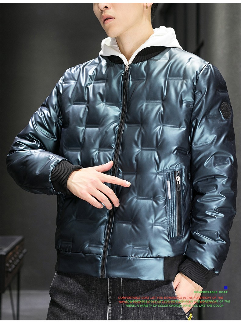 北极绒羽绒服男2021冬季新品棒球领短款保暖外套男休闲冬装黑色m