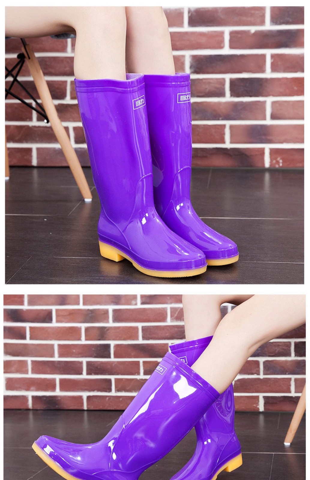 回力时尚雨鞋女式防水防滑胶鞋水靴秋季高筒雨靴水鞋夏季套鞋外穿墨绿