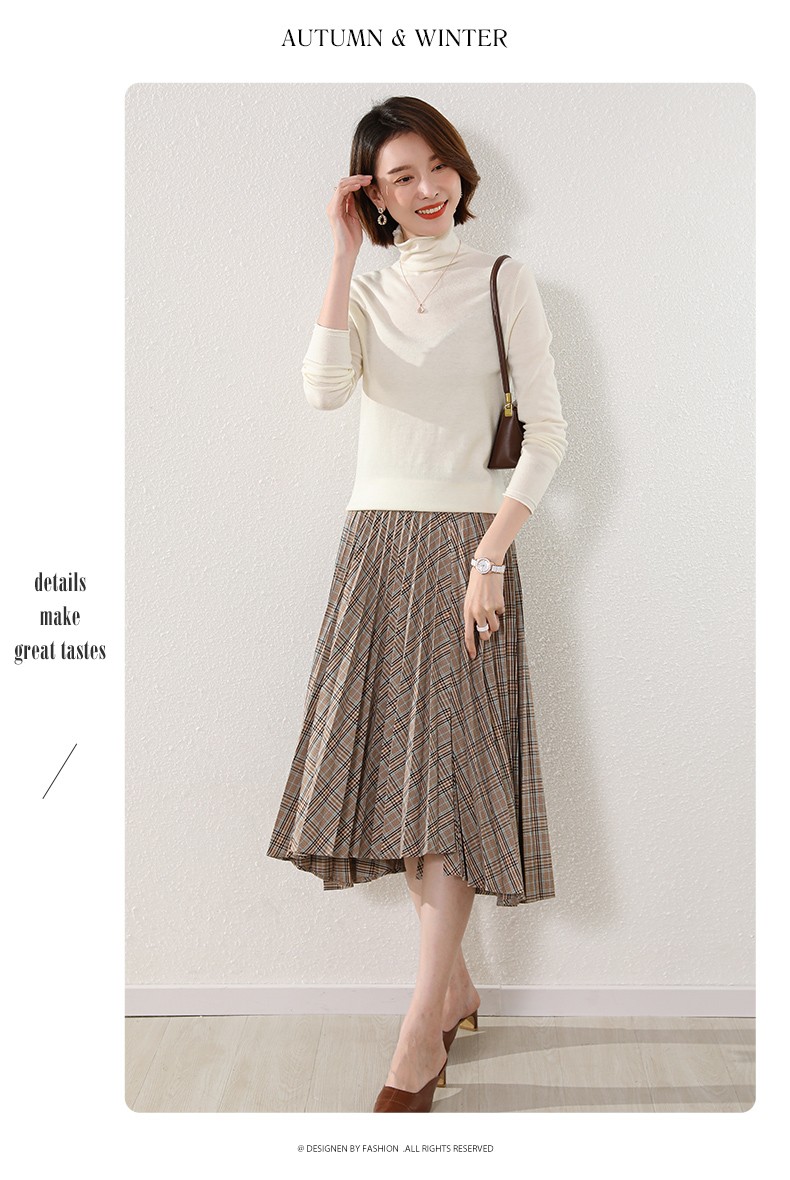 Hengyuanxiang 100% Pure Wool Women's Sweater Autumn Winter Turtleneck Thin Fashion Casual Knitwear Versatile Base Shirt Top 19