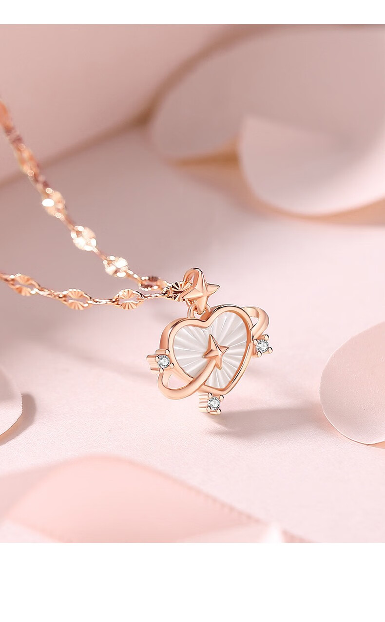 臻仟尼s925银心形吊坠时尚锁骨链配银项链送妈妈女友生日礼物s925银