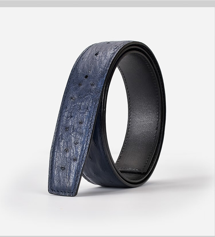 巨森袋鼠真鸵鸟皮腰带不带头打孔无扣头男士皮带条真皮纯牛皮高档带身