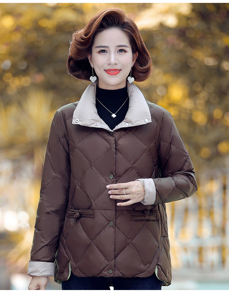 棉服女2021新款冬季百搭妈妈加绒棉衣女中年女士显瘦轻薄棉袄上衣外套
