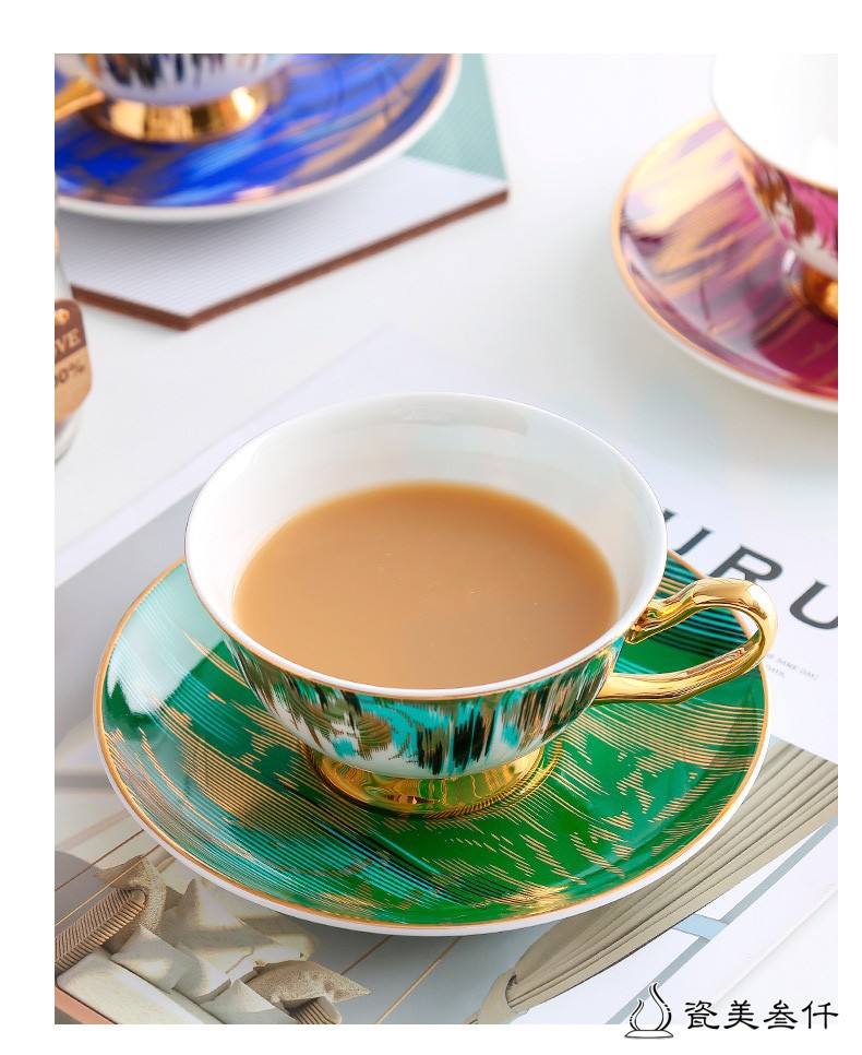 瓷美叁仟欧式咖啡具套装创意下午茶杯子酒店情侣陶瓷杯带勺咖啡杯碟