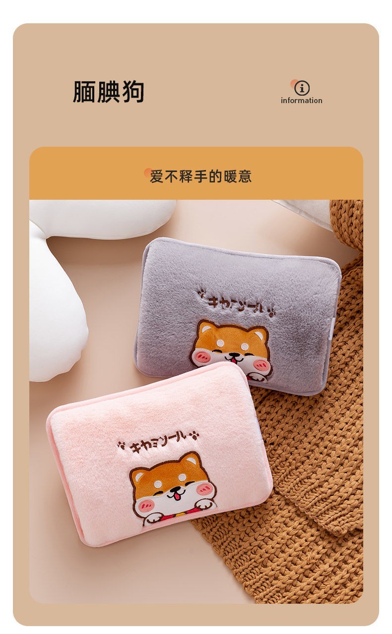 女暖手宝敷肚子可爱毛绒注水防爆暖宝宝电热宝暖水袋双插手招财猫灰色