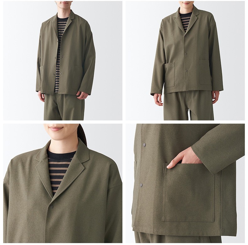 无印良品mujilabo男女通用斜纹西装领衬衫无性别灰棕色lxl