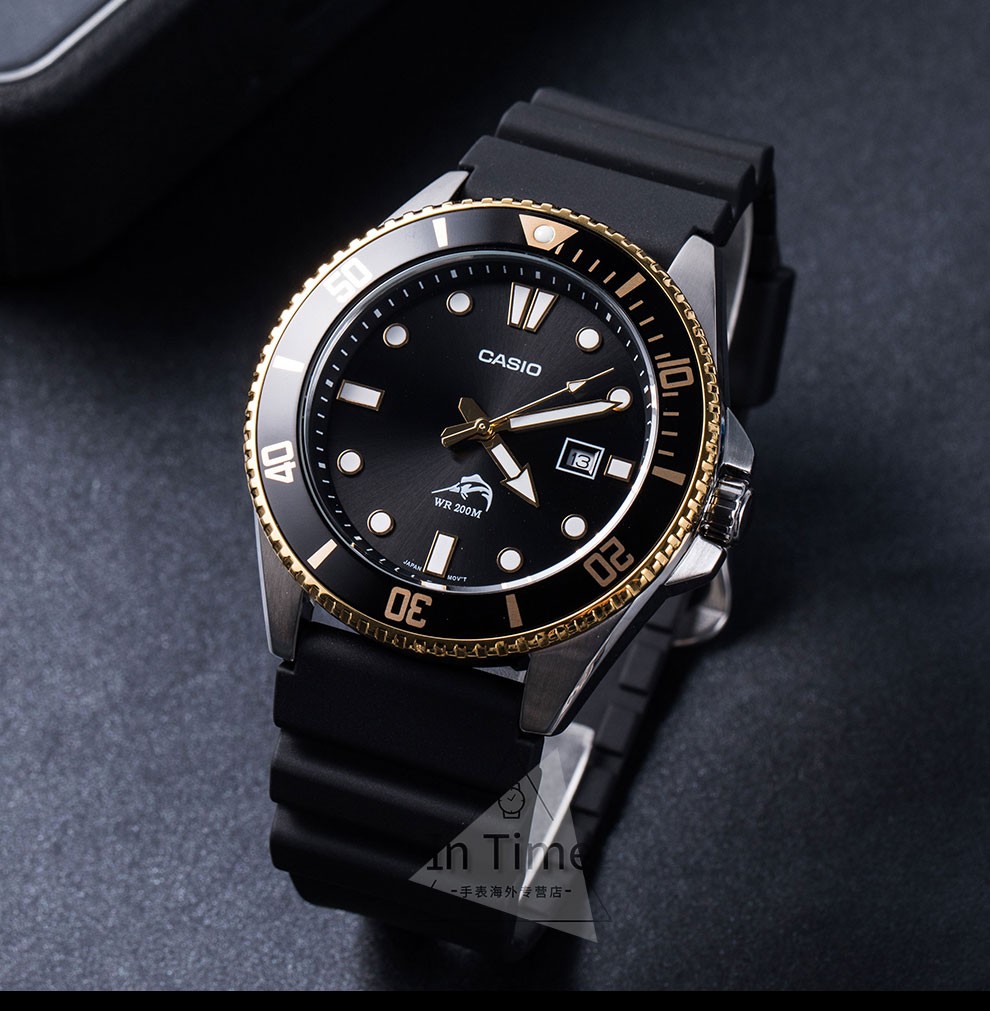 卡西欧casio比尔盖茨同款剑鱼系列黑色水鬼潜水夜光指针男士腕表mdv