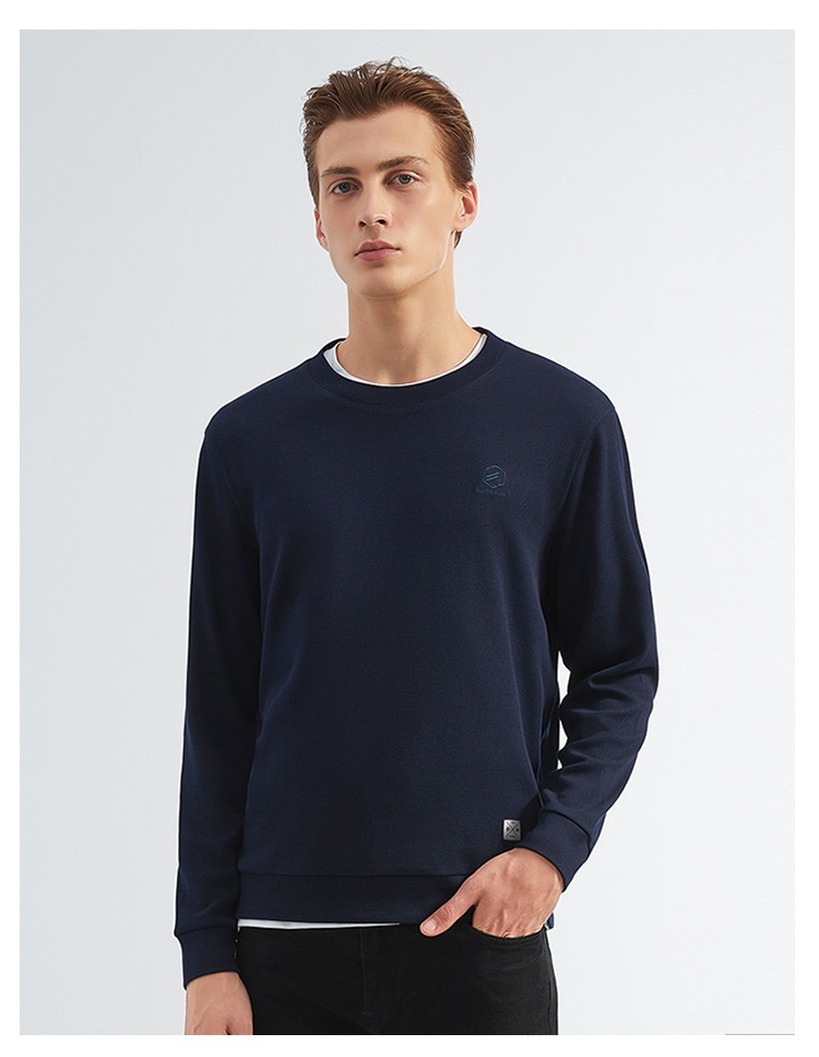 danielhechter丹尼爱特卫衣男春秋新款长袖t恤圆领士纯色套头衫天蓝色