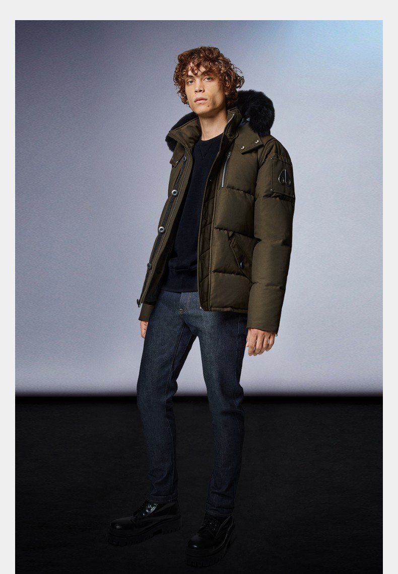 moose knuckles3q 男士经典修身短款羽绒夹克外套 海军蓝色/自然色狐