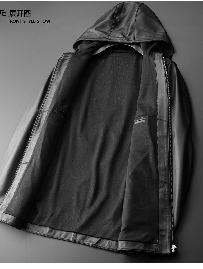 费里克fernsick品牌真皮皮衣连帽皮夹克绵羊皮男装上衣