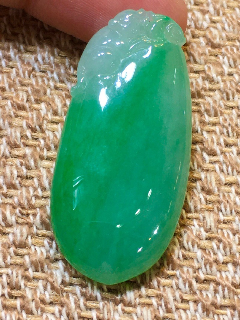 绿翠天成 翡翠冰种阳绿福瓜吊坠 冰种翡翠缅甸天然a货玉石平安玉坠