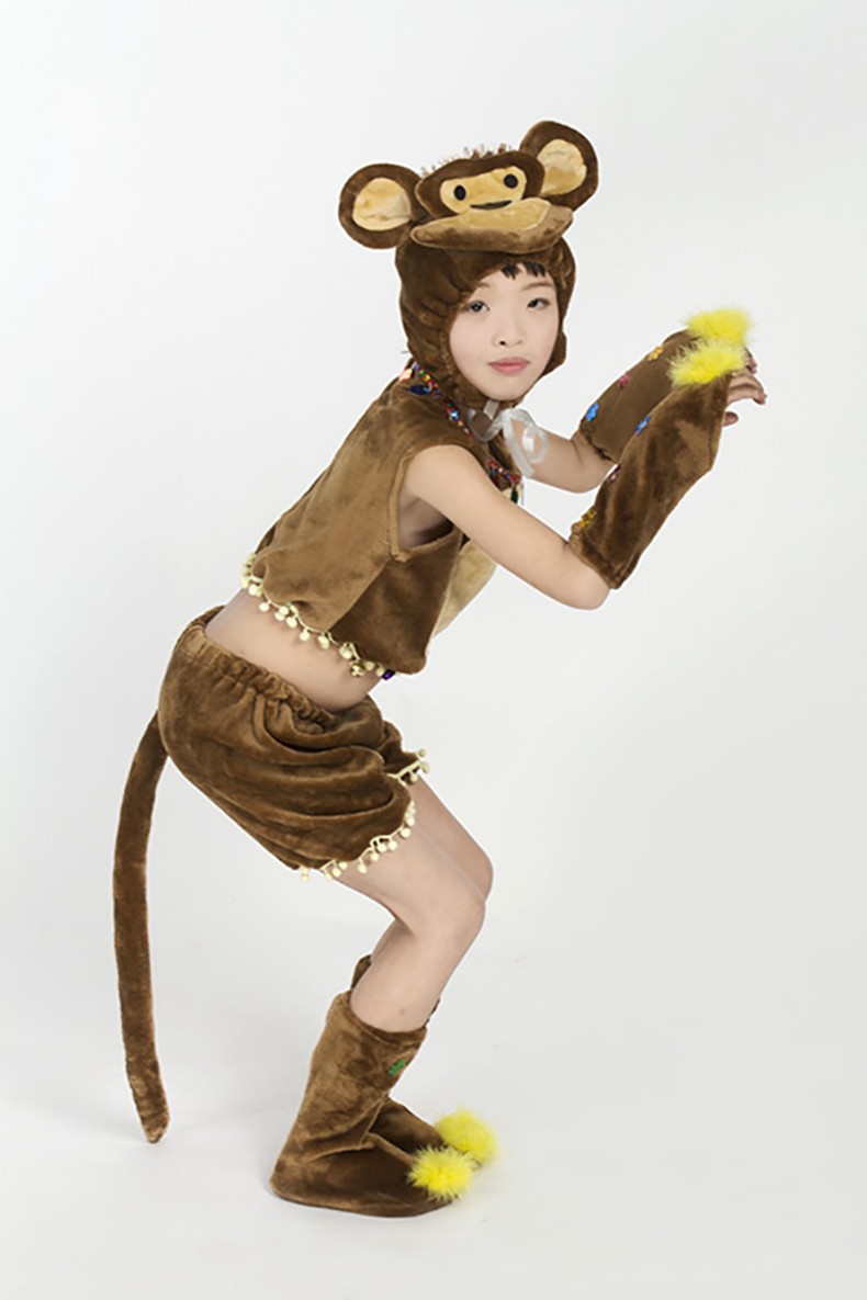 六一儿童小猴子动物服装幼儿猴子捞月舞蹈表演服孙悟空猴子演出服 短
