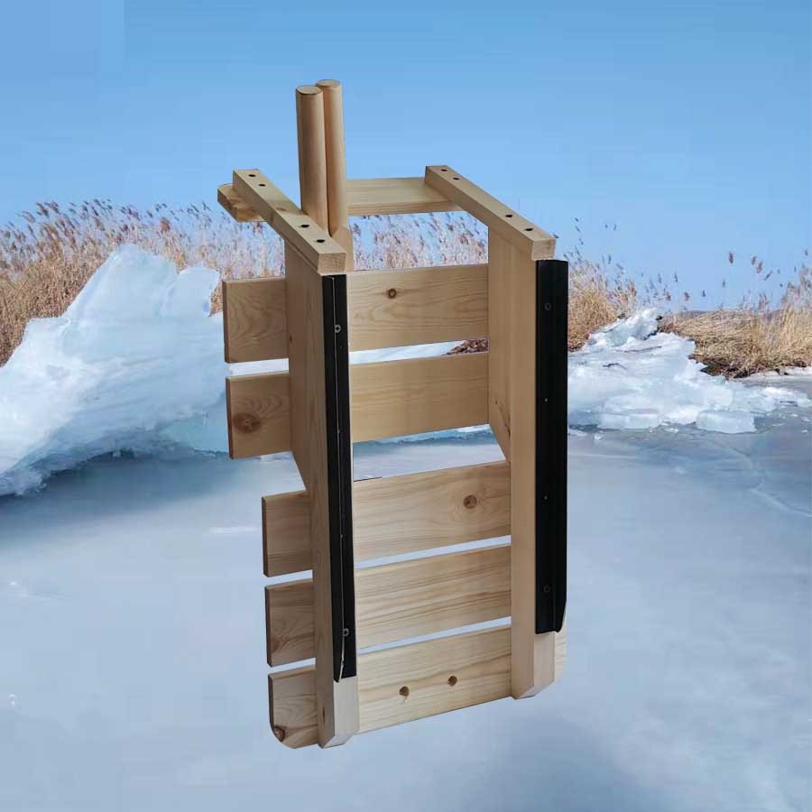 冰车户外实木冰车滑冰车冰爬犁儿童成人通用款单人双人冰车福临城