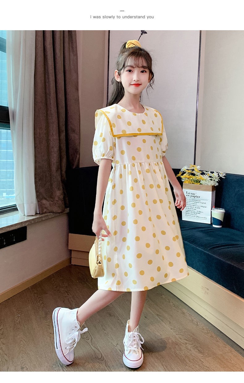 夏天仙系公主裙儿童装夏季裙子1215岁潮米白色裙子110推荐身高100厘米