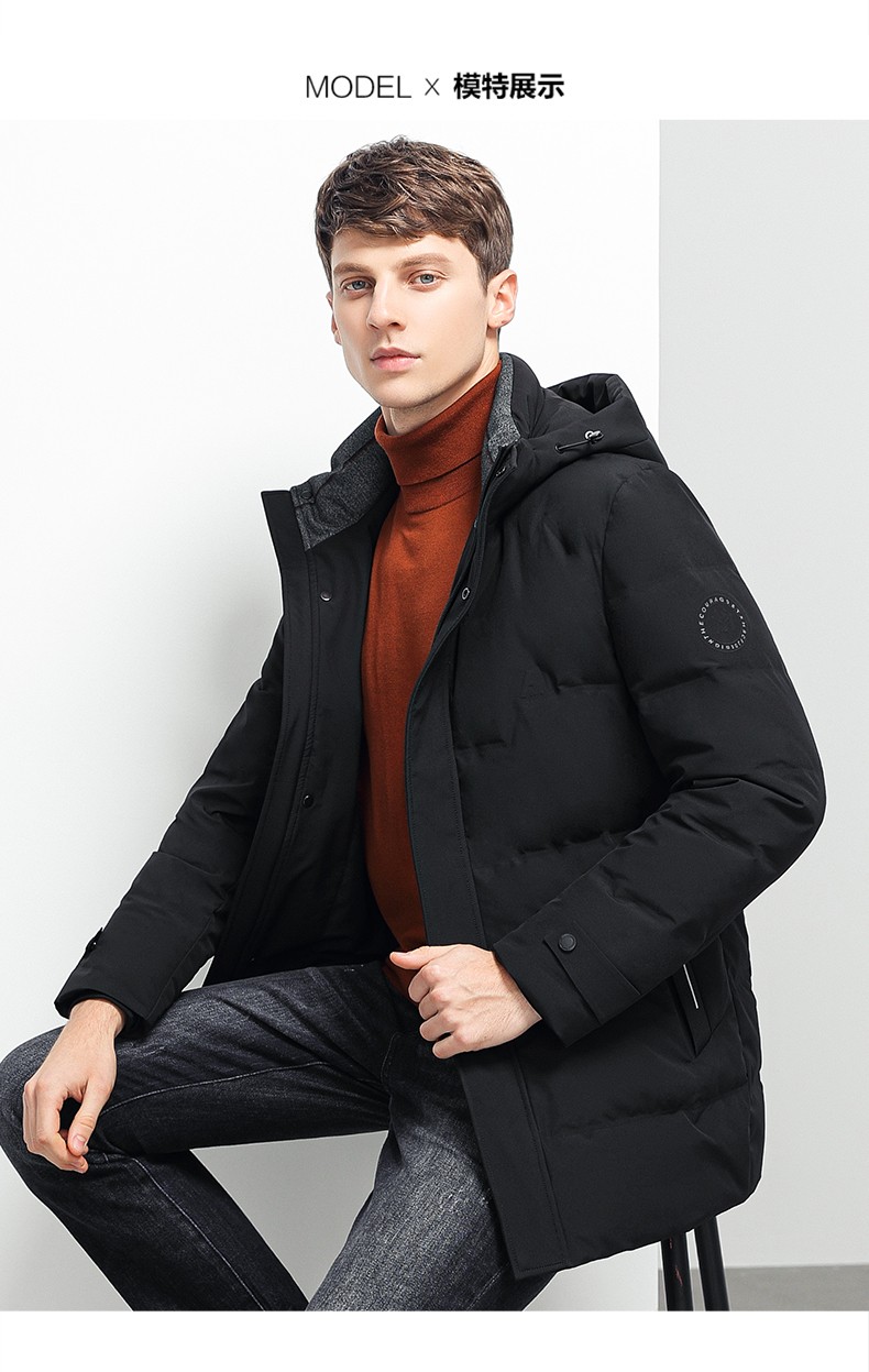 雅鹿羽绒服男2021冬季新款纯色百搭短款连帽上衣加厚保暖鸭绒外套男士