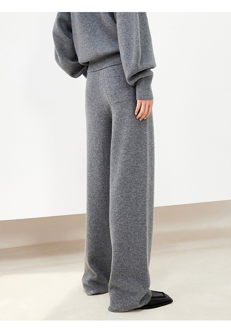 edition直筒毛织休闲裤女羊毛羊绒针织裤垂感裤子长裤月桂黄色xs155