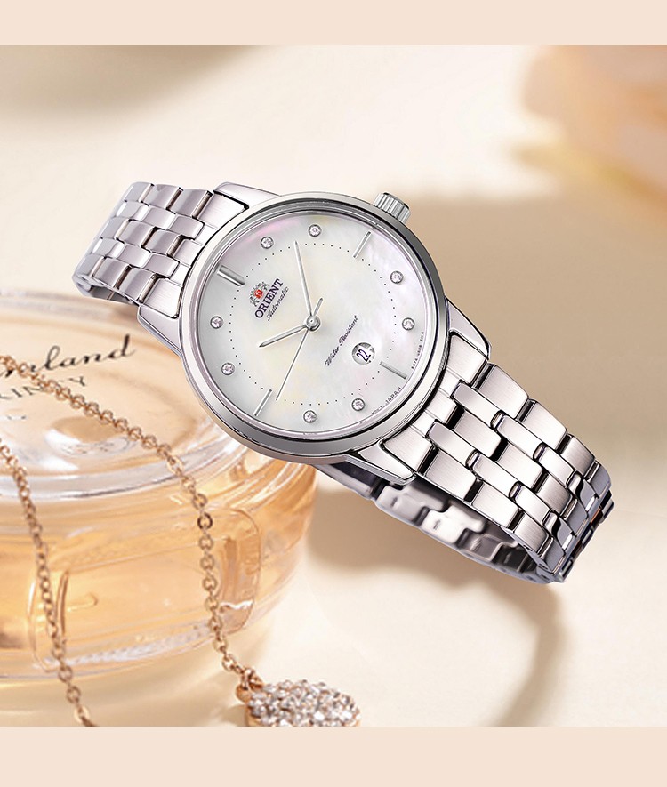 双狮orient女表全自动机械表日历显示钢带防水手表女时尚小巧精致女士
