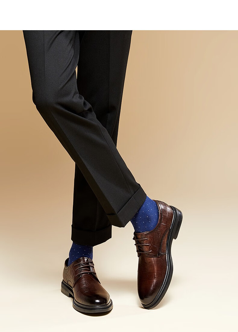 harson哈森男鞋复古德比鞋男英伦风男士皮鞋百搭石头纹真牛皮通勤正装