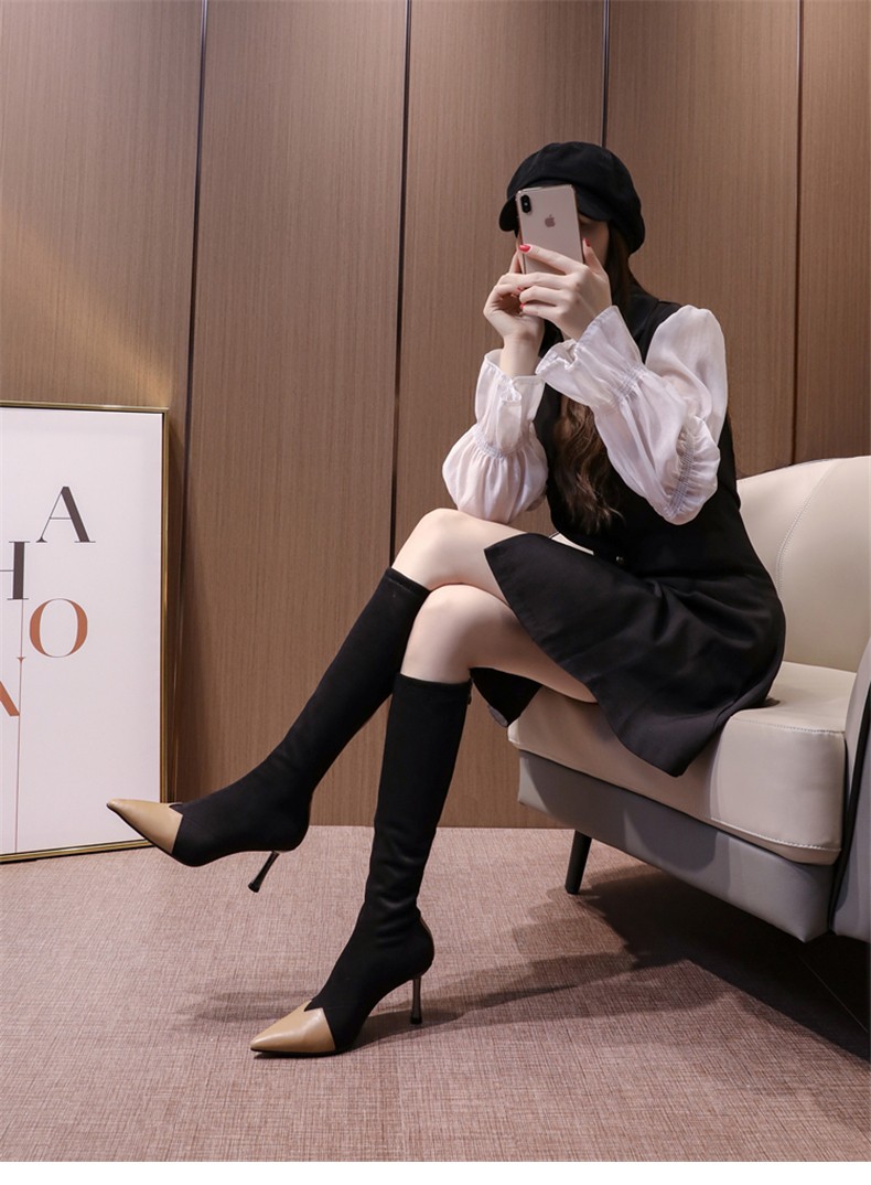 jmdc品牌靴子女2021新款潮流高跟长筒靴女时尚高筒靴不过膝显瘦长靴女