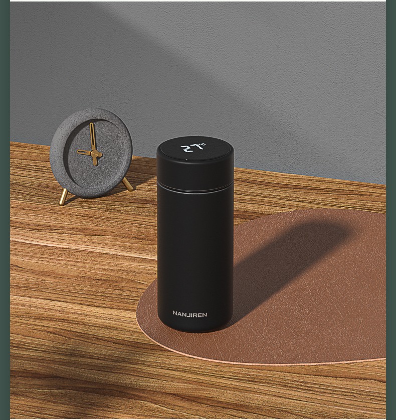 南极人智能保温杯男女学生简约便携小巧水杯316不锈钢泡茶杯子 墨绿色