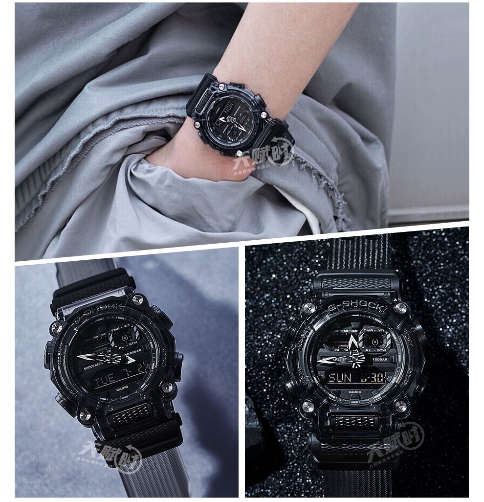 卡西欧casio手表g-shock冰韧系列破冰行动透明灰防水运动男表 白透明