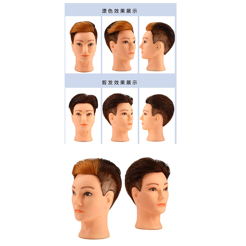 天使丝丝 美发头模男士模特头短发可烫染真发头模理发剪发学徒练习