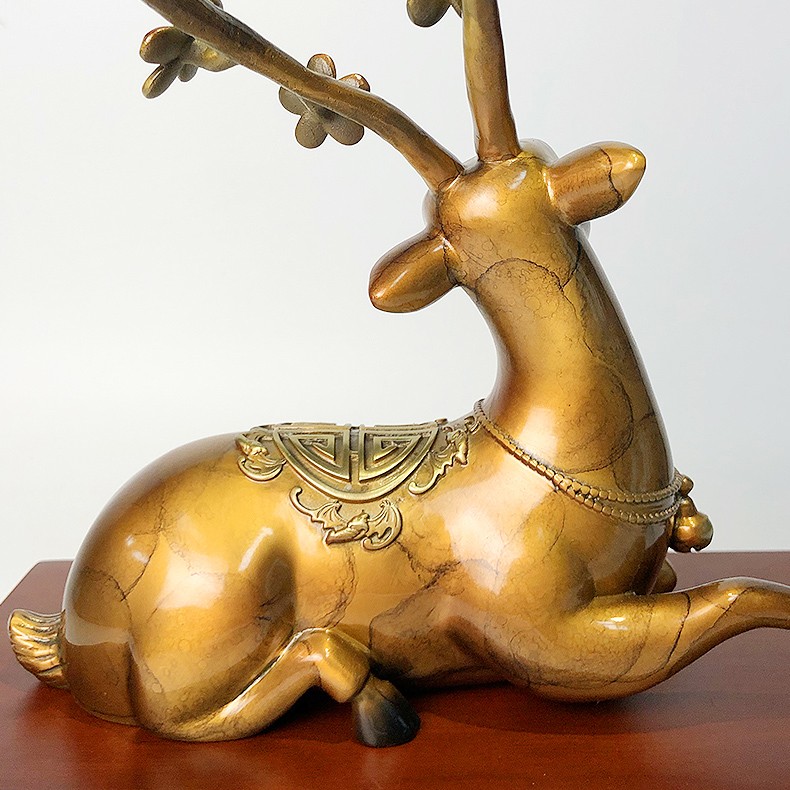 映源纯铜梅花鹿摆件家居酒柜电视柜装饰品乔迁新居工艺礼品店铺开业礼