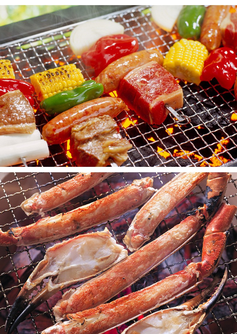 不锈钢烧烤网长方形烤网户外烧烤工具配件网格网片方格子淋油网架1515