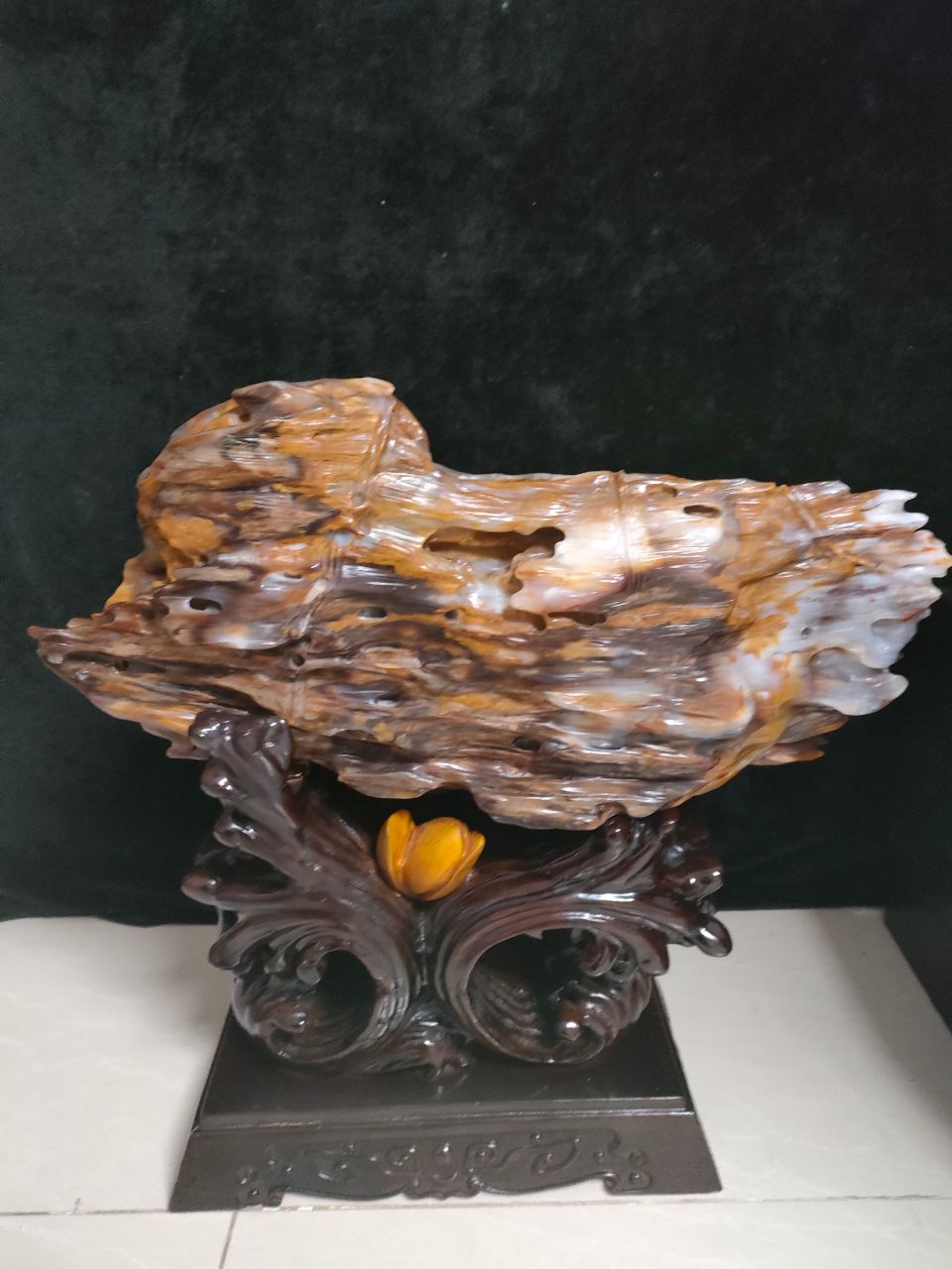 树化玉硅化木摆件一个重量约155kg长约55cm证书编号a2110185036