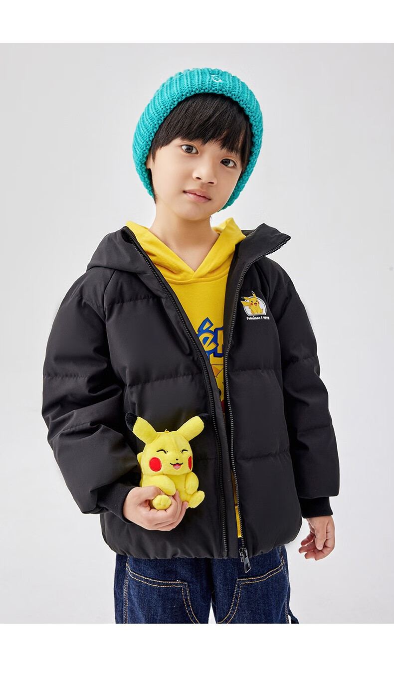 宝可梦联名款鸭鸭童装羽绒服男女童短款时尚加厚保暖冬季亲子装外套