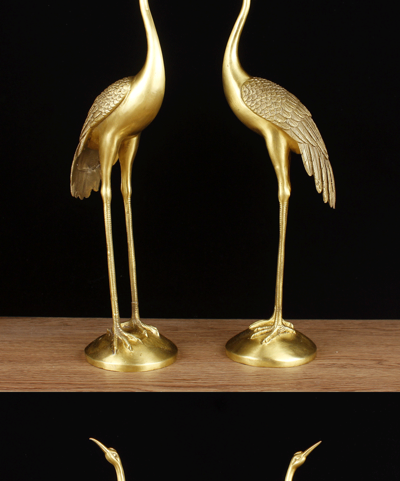 德佑堂铜仙鹤摆件铜鹤松鹤延年祝寿摆件老年人生日礼物贺寿工艺品大号