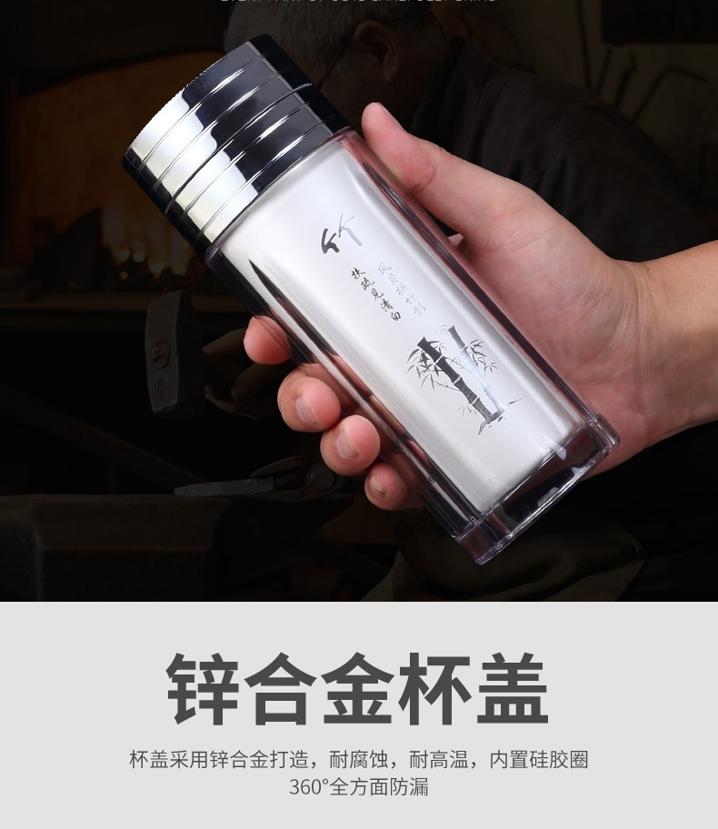 卡地森999纯银内胆高档保健水杯子保温杯足银男士女士车载办公个性