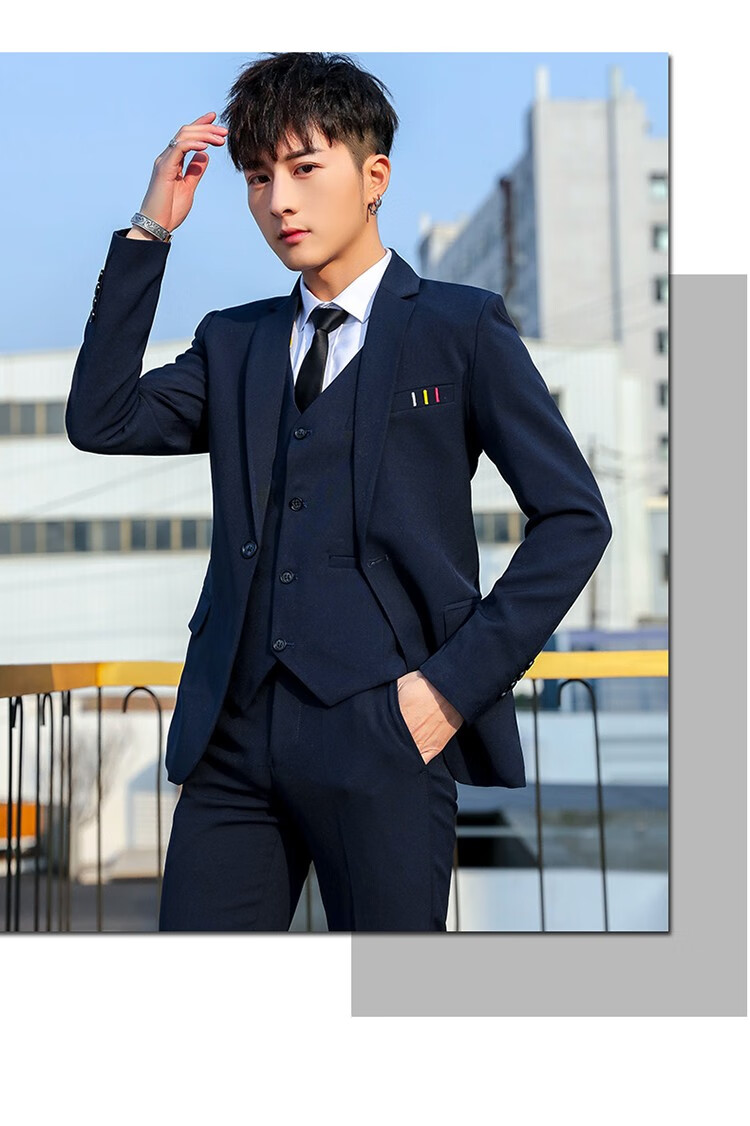 觅竹mizhu男士西服套装新郎结婚西装伴郎礼服全套修身职业装商务休闲