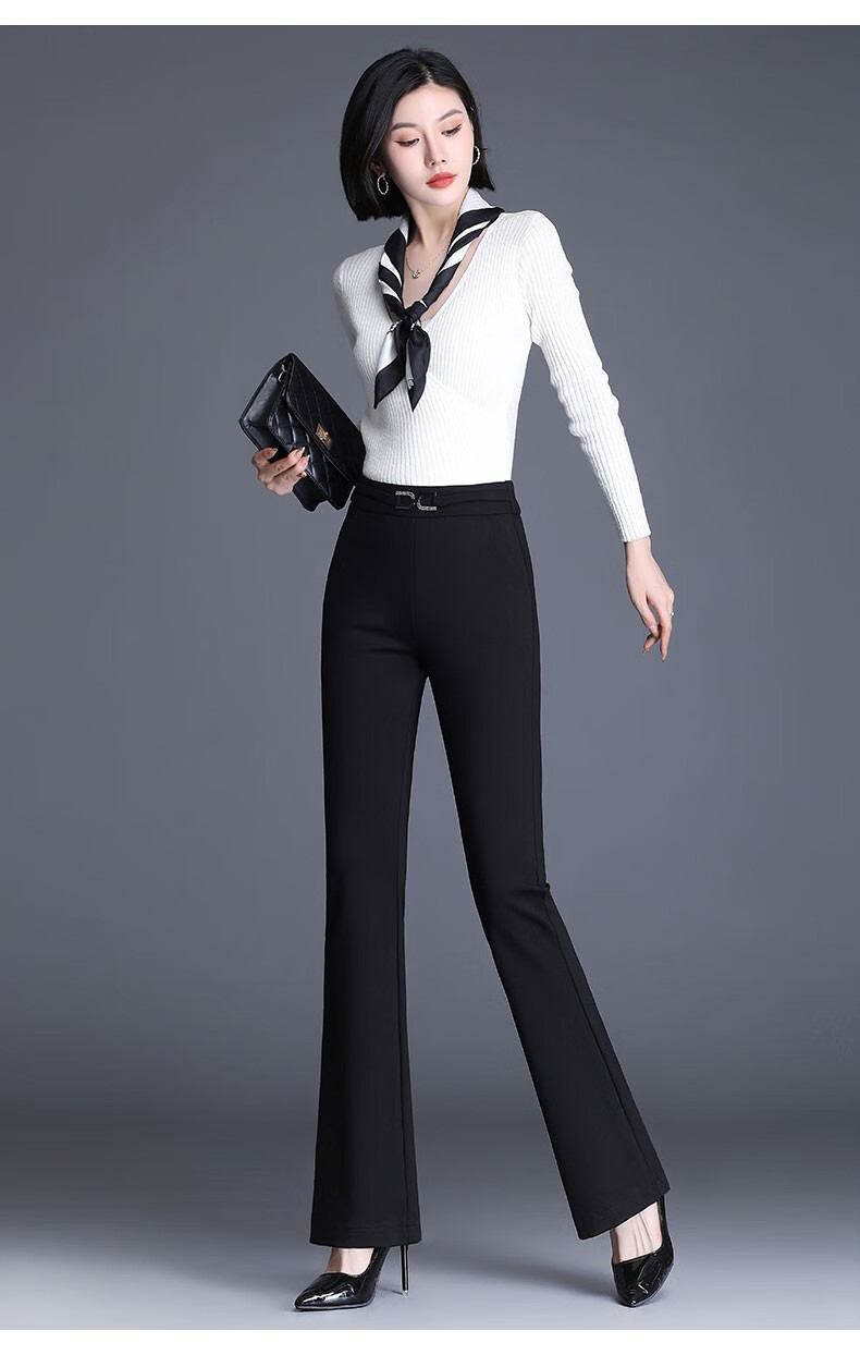 熙咪蕊西裤微喇裤女春秋高腰显瘦松紧腰喇叭裤子女裤2021新款百搭休闲