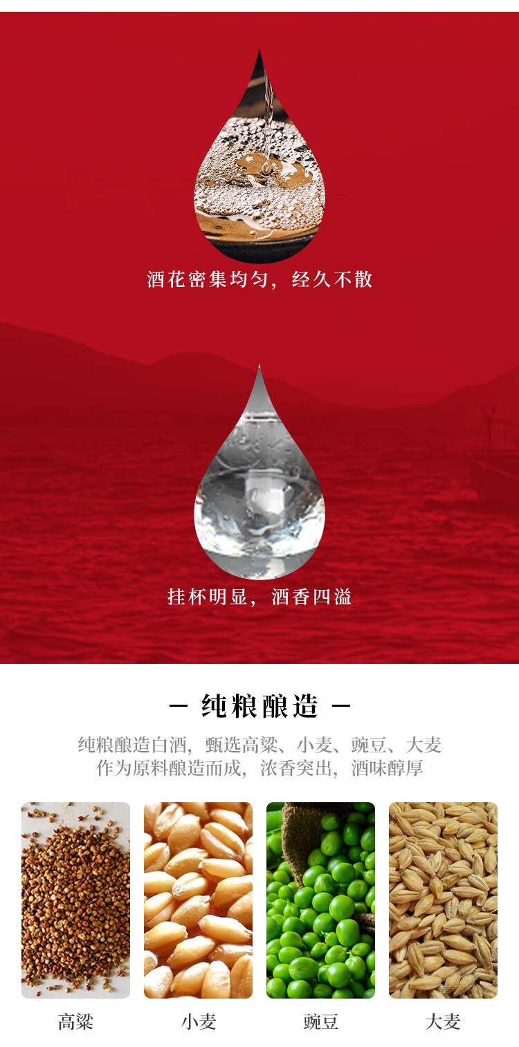 苏州桥新江南风红瓷42度浓香白酒箱装双瓶赠拎袋500ml年货节长辈父母