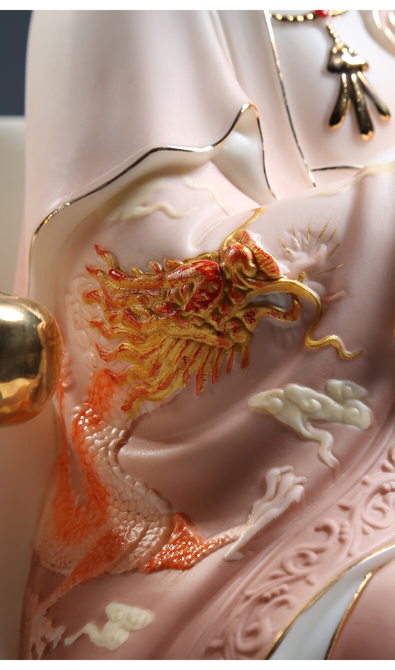 微美德化陶瓷羊脂玉瓷彩绘道教坐像之泰山奶奶道教仙家居家摆件羊脂玉