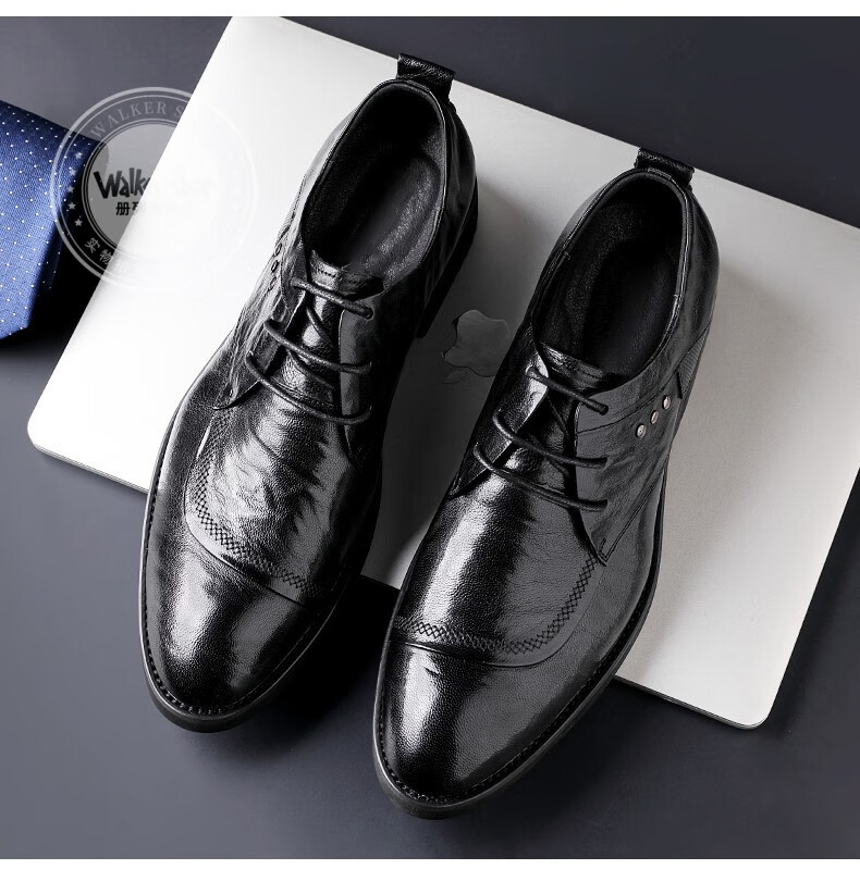 walker shop 皮鞋男士英伦百搭【优选头层羊皮】正装结婚新郎鞋内增高