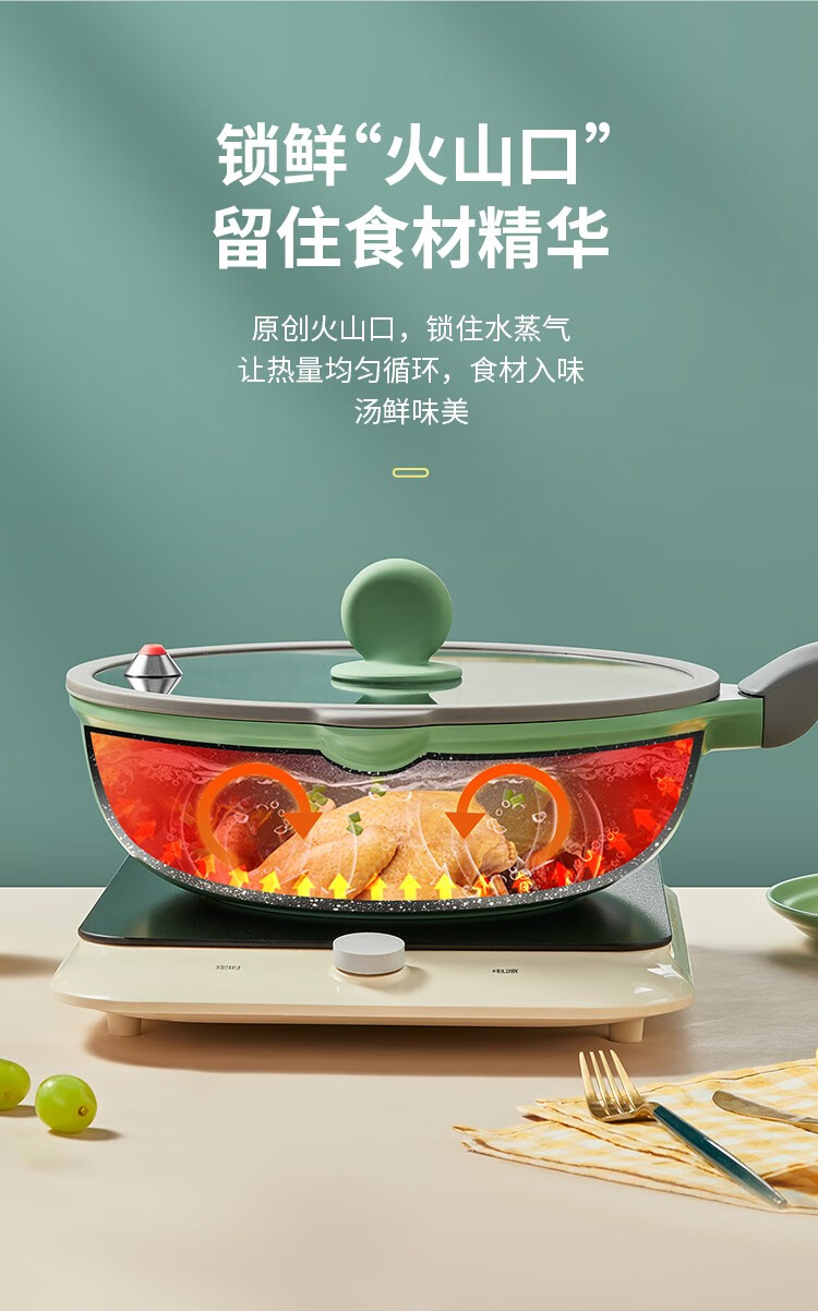 炊大皇锅具套装不粘锅三件套炒锅煎锅汤锅组合套装家用微压电磁炉燃气