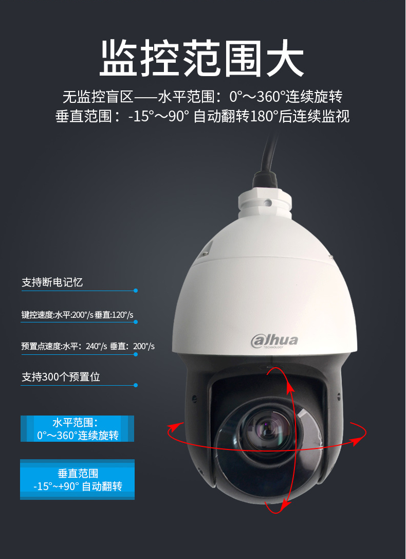 dahua大华太阳能监控球机4g户外摄像头无网无电监控器400万高清夜视