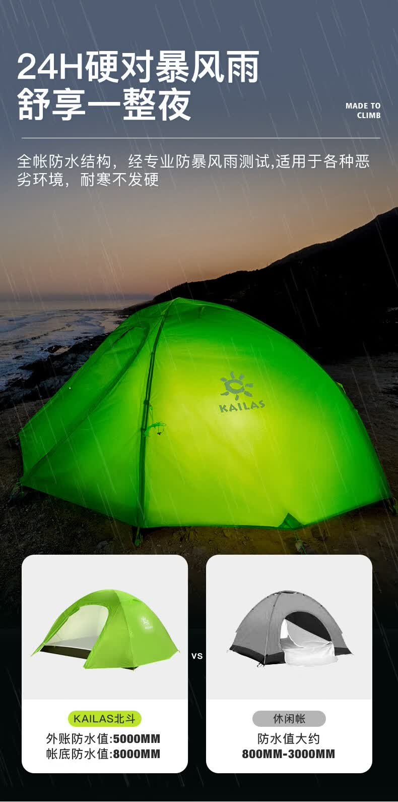 凯乐石帐篷户外运动徒步防风防雨登山北斗双人野营帐2pkt2102209蓝色