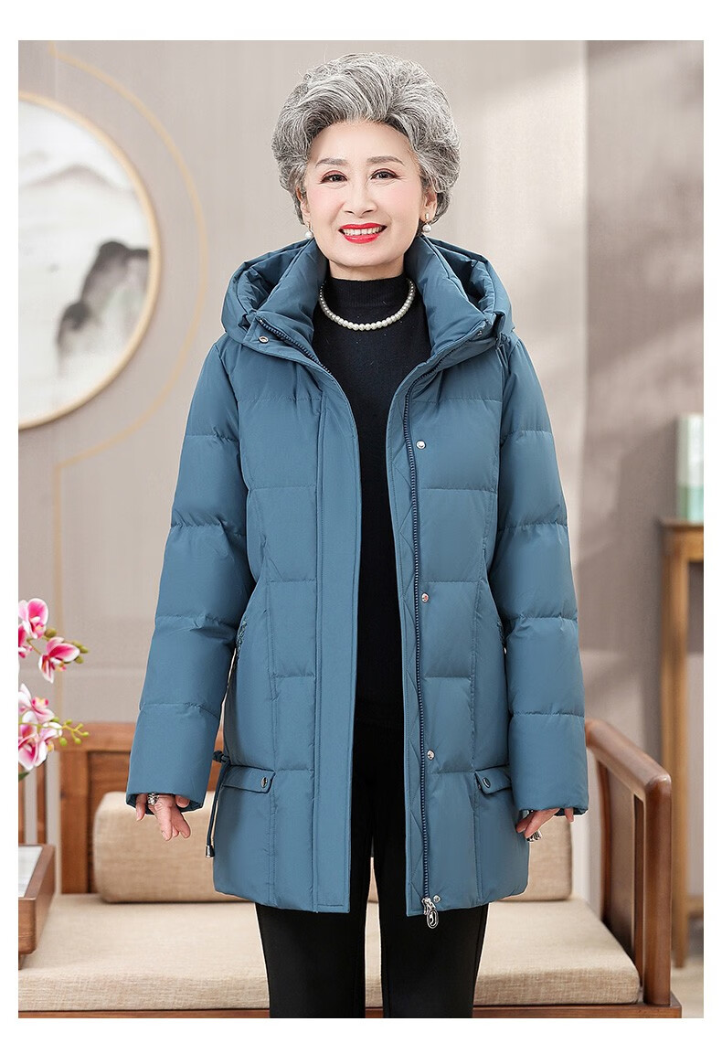 鸭鸭(yaya) 鸭鸭奶奶冬装羽绒服中长款老太太冬季衣服中老年妈妈款