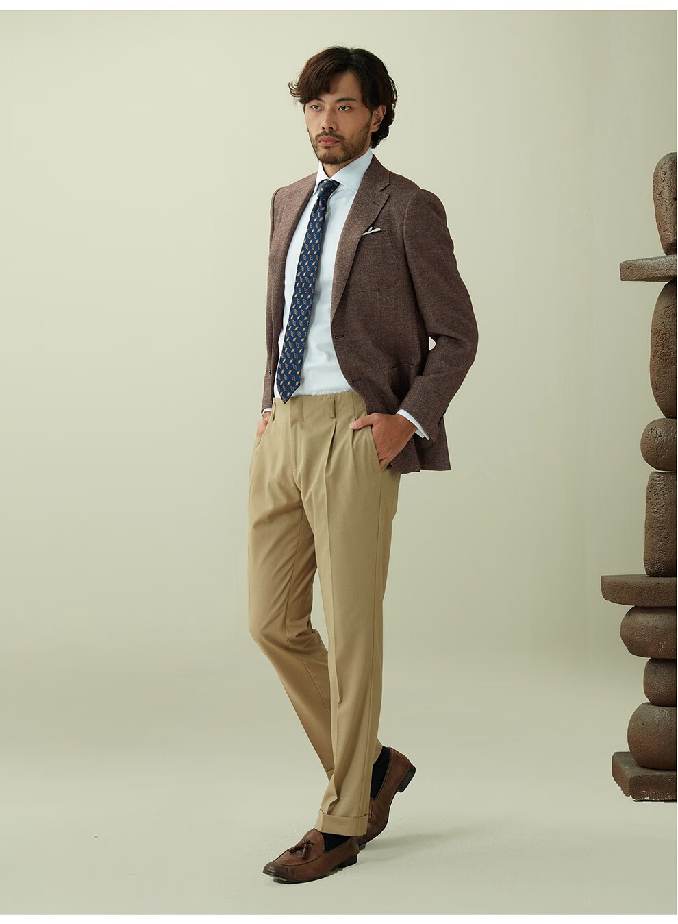 hany澳洲羊毛西服男上衣高端商务正装休闲男士西装外套单西埃蒙斯深咖