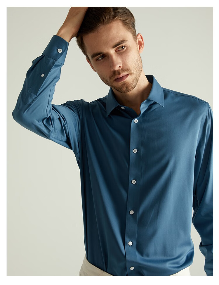 【商场同款】daniel hechter丹尼爱特 商务休闲纯色百搭长袖衬衫男
