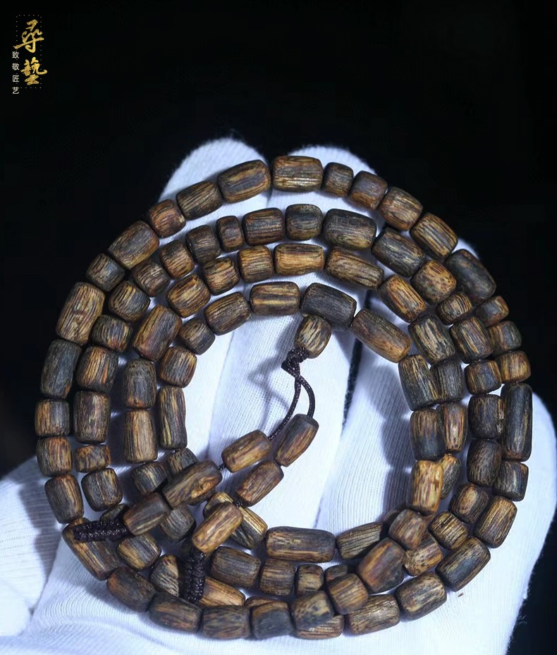 krck 轻奢手串海南棋楠沉香桶珠手串熟结随行老式桶珠奇楠沉香手串 楠