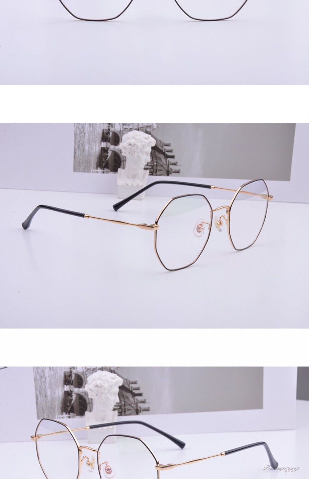 zonyouq品牌八边形眼镜框女长腿套圆脸显瘦不规则多边超轻时尚舒适