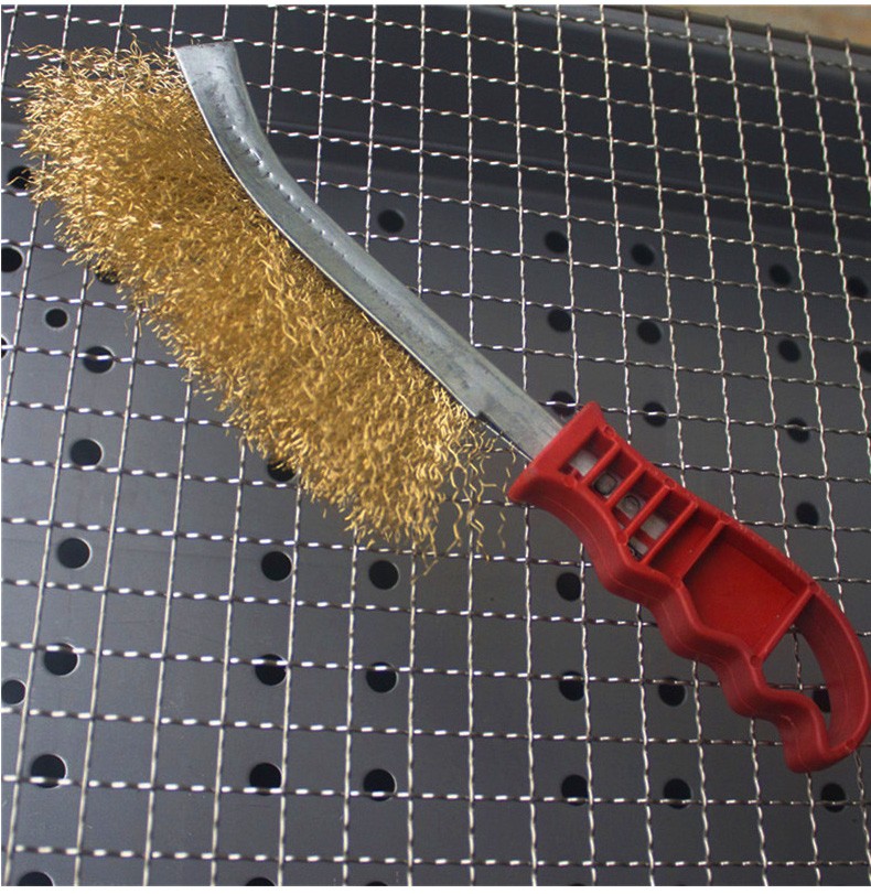 蝶烤香不锈钢铁刷子洗烧烤架烧烤网清洁刷烧烤炉钢刷专用 红柄清洁刷